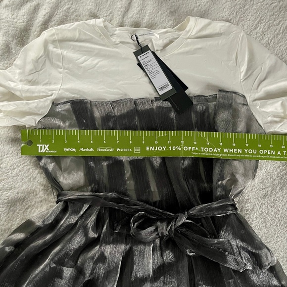 Women's Peplum Top • Crewneck T-shirt • Tie Waist Front • High-Low • Pleated - Picture 6 of 6